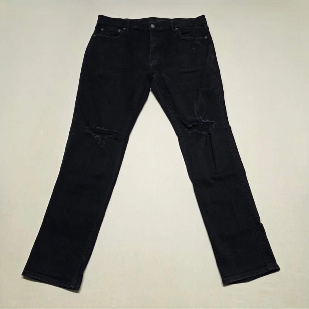 Abercrombie & Fitch Men Black Skinny Stretch Ripped Jeans 36x32